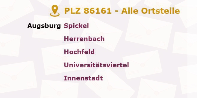 Postleitzahl 86161 Augsburg, Bayern - Alle Orte und Ortsteile
