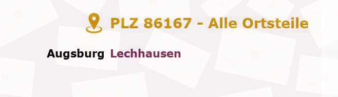 Postleitzahl 86167 Augsburg, Bayern - Alle Orte und Ortsteile