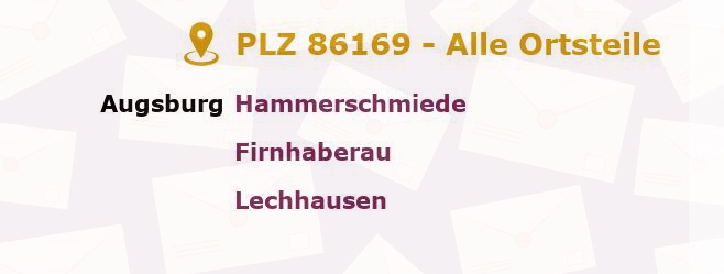 Postleitzahl 86169 Augsburg, Bayern - Alle Orte und Ortsteile