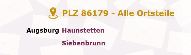 Postleitzahl 86179 Augsburg, Bayern - Alle Orte und Ortsteile
