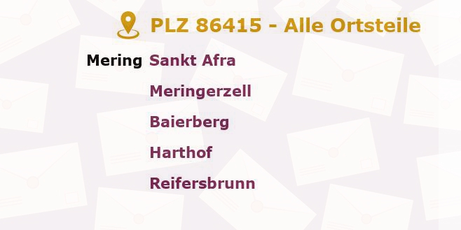 Postleitzahl 86415 Mering, Bayern - Alle Orte und Ortsteile