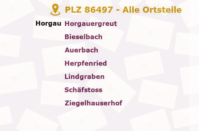 Postleitzahl 86497 Horgau, Bayern - Alle Orte und Ortsteile