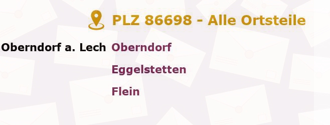 Postleitzahl 86698 Bayern - Alle Orte und Ortsteile