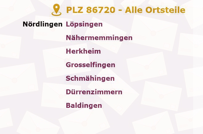 Postleitzahl 86720 Nördlingen, Bayern - Alle Orte und Ortsteile