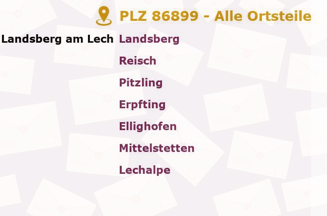 Postleitzahl 86899 Landsberg am Lech, Bayern - Alle Orte und Ortsteile