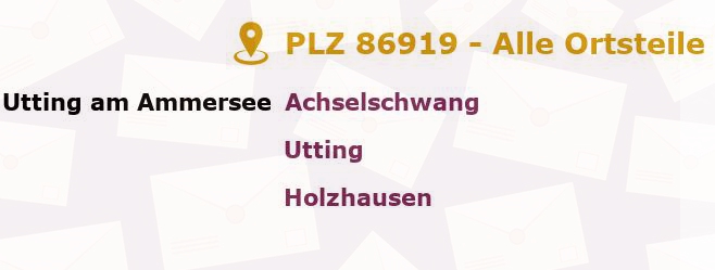 Postleitzahl 86919 Utting, Bayern - Alle Orte und Ortsteile