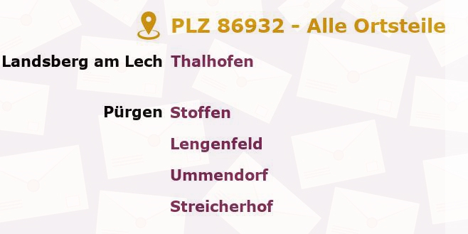 Postleitzahl 86932 Pürgen, Bayern - Alle Orte und Ortsteile