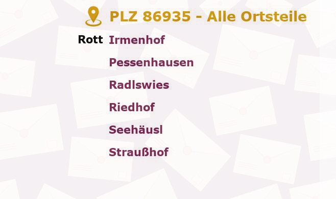 Postleitzahl 86935 Rott, Bayern - Alle Orte und Ortsteile