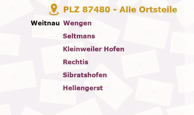 Postleitzahl 87480 Weitnau, Bayern - Alle Orte und Ortsteile