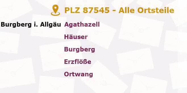 Postleitzahl 87545 Burgberg, Bayern - Alle Orte und Ortsteile