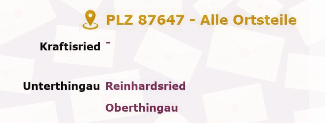 Postleitzahl 87647 Kraftisried, Bayern - Alle Orte und Ortsteile