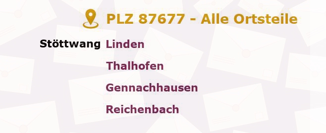 Postleitzahl 87677 Stöttwang, Bayern - Alle Orte und Ortsteile