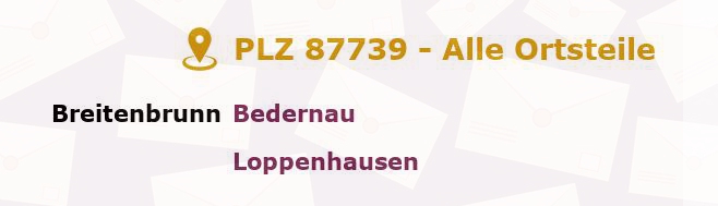 Postleitzahl 87739 Breitenbrunn, Bayern - Alle Orte und Ortsteile