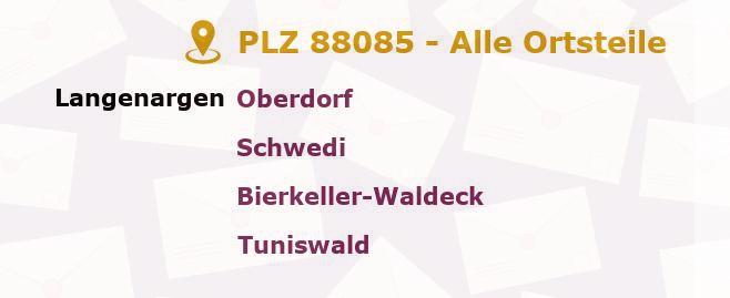 Postleitzahl 88085 Langenargen, Baden-Württemberg - Alle Orte und Ortsteile