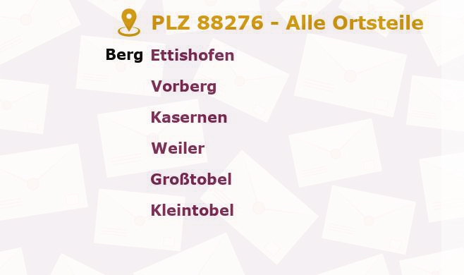 Postleitzahl 88276 Baden-Württemberg - Alle Orte und Ortsteile