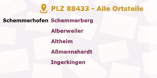 Postleitzahl 88433 Baden-Württemberg - Alle Orte und Ortsteile
