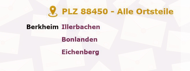 Postleitzahl 88450 Berkheim, Baden-Württemberg - Alle Orte und Ortsteile