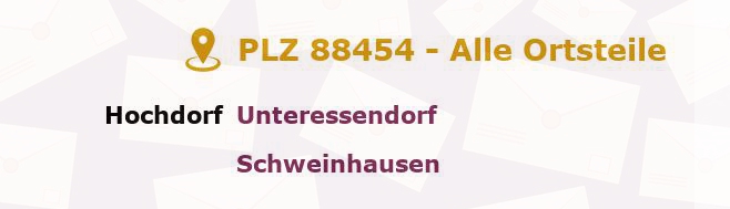 Postleitzahl 88454 Baden-Württemberg - Alle Orte und Ortsteile
