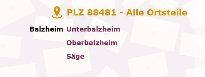 Postleitzahl 88481 Baden-Württemberg - Alle Orte und Ortsteile