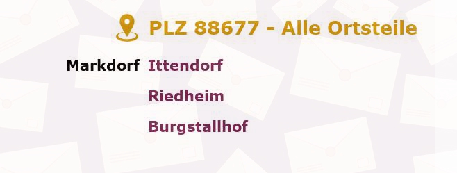 Postleitzahl 88677 Markdorf, Baden-Württemberg - Alle Orte und Ortsteile