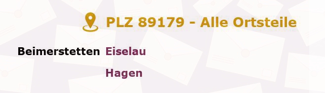 Postleitzahl 89179 Beimerstetten, Baden-Württemberg - Alle Orte und Ortsteile