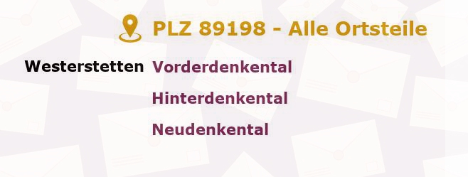 Postleitzahl 89198 Westerstetten, Baden-Württemberg - Alle Orte und Ortsteile