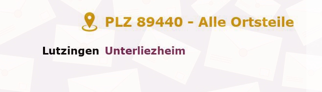 Postleitzahl 89440 Lutzingen, Bayern - Alle Orte und Ortsteile