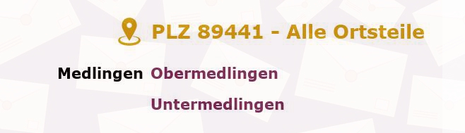 Postleitzahl 89441 Medlingen, Bayern - Alle Orte und Ortsteile