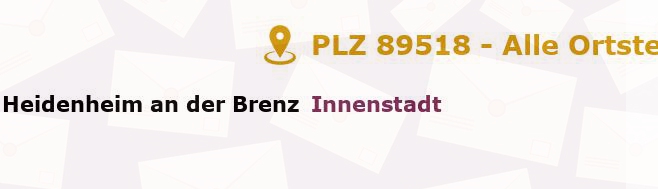 Postleitzahl 89518 Heidenheim an der Brenz, Baden-Württemberg - Alle Orte und Ortsteile