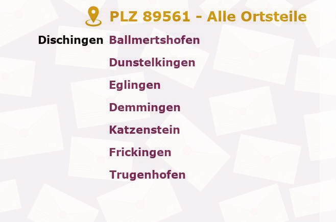 Postleitzahl 89561 Dischingen, Baden-Württemberg - Alle Orte und Ortsteile