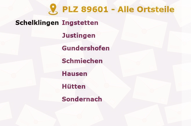 Postleitzahl 89601 Schelklingen, Baden-Württemberg - Alle Orte und Ortsteile