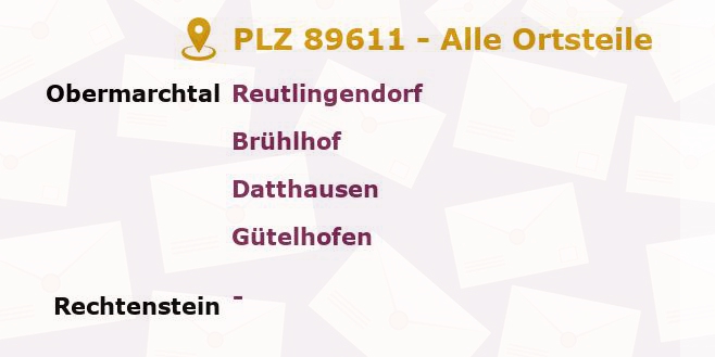 Postleitzahl 89611 Rechtenstein, Baden-Württemberg - Alle Orte und Ortsteile