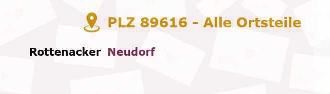 Postleitzahl 89616 Rottenacker, Baden-Württemberg - Alle Orte und Ortsteile