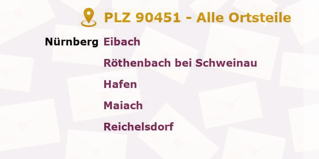 Postleitzahl 90451 Nuremberg, Bayern - Alle Orte und Ortsteile