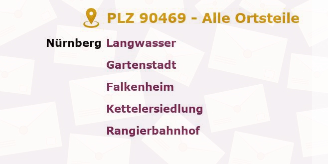 Postleitzahl 90469 Nuremberg, Bayern - Alle Orte und Ortsteile