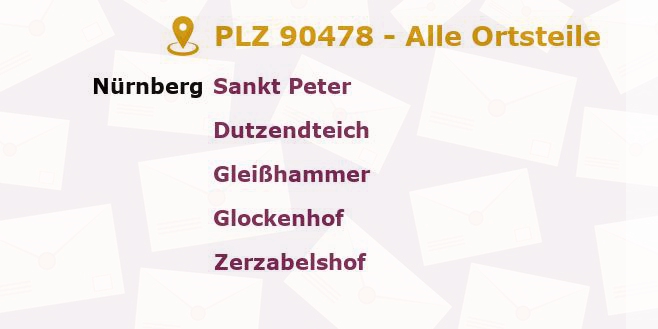Postleitzahl 90478 Nuremberg, Bayern - Alle Orte und Ortsteile