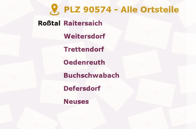 Postleitzahl 90574 Roßtal, Bayern - Alle Orte und Ortsteile