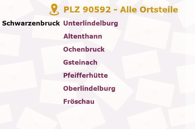 Postleitzahl 90592 Schwarzenbruck, Bayern - Alle Orte und Ortsteile