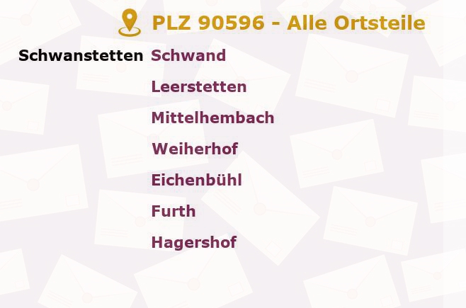 Postleitzahl 90596 Bayern - Alle Orte und Ortsteile