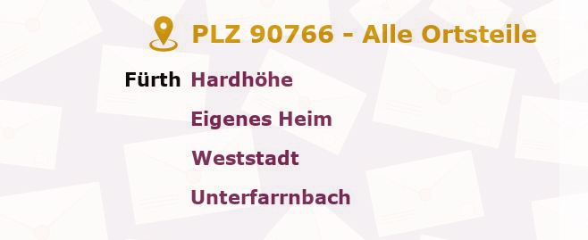 Postleitzahl 90766 Fürth, Bayern - Alle Orte und Ortsteile