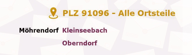 Postleitzahl 91096 Möhrendorf, Bayern - Alle Orte und Ortsteile