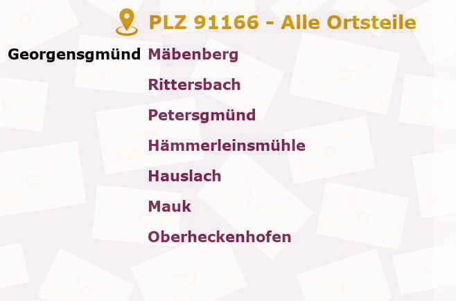 Postleitzahl 91166 Georgensgmünd, Bayern - Alle Orte und Ortsteile