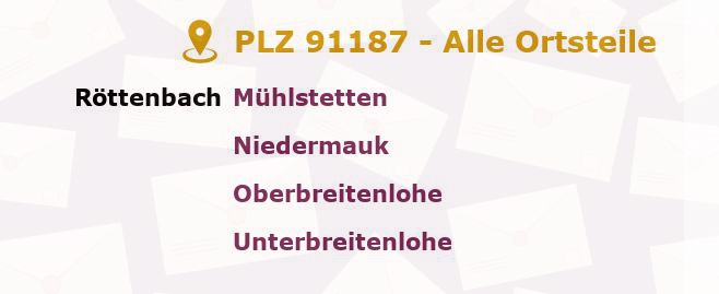 Postleitzahl 91187 Röttenbach, Bayern - Alle Orte und Ortsteile