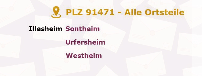 Postleitzahl 91471 Illesheim, Bayern - Alle Orte und Ortsteile