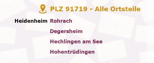 Postleitzahl 91719 Heidenheim, Bayern - Alle Orte und Ortsteile