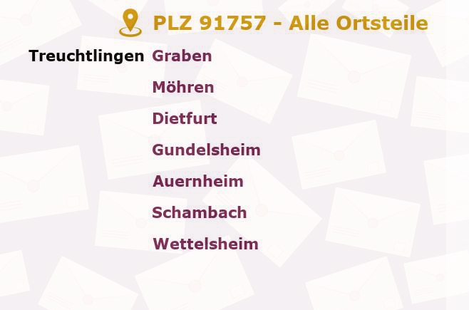 Postleitzahl 91757 Treuchtlingen, Bayern - Alle Orte und Ortsteile