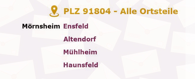 Postleitzahl 91804 Mörnsheim, Bayern - Alle Orte und Ortsteile