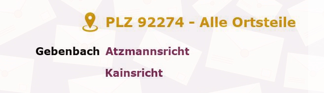 Postleitzahl 92274 Gebenbach, Bayern - Alle Orte und Ortsteile