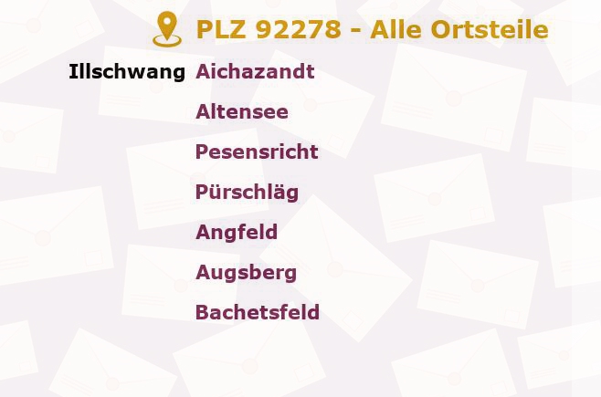 Postleitzahl 92278 Illschwang, Bayern - Alle Orte und Ortsteile