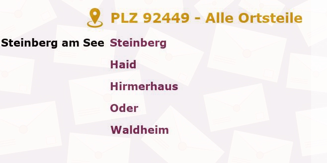 Postleitzahl 92449 Bayern - Alle Orte und Ortsteile